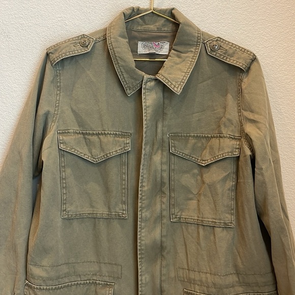 Ecote Zip Front Woven Utility Jacket Size Large - Picture 4 of 9